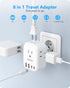 LENCENT European Travel Plug Adapter, International Type-C Foldable Power Plug with 4 Outlets, USB C Charger Adaptor.