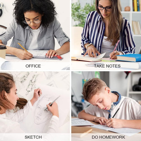 AUAUY 2PCS Stylish Metal Pencil, Reusable Everlasting Pencil with 2 Replaceable Nibs for Writing, Drawing, Sketching.