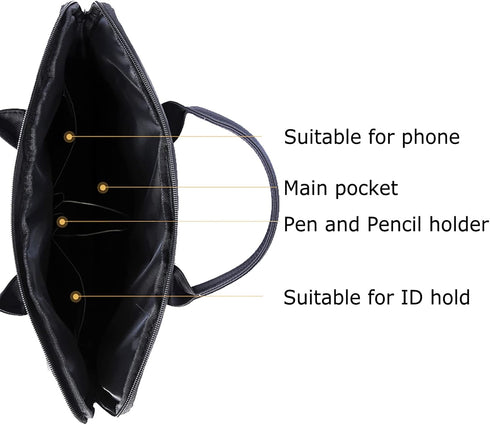 Waterproof Oxford Document Bag, Briefcase for Men, File Tote Bag for Carrying Paper Files, Black