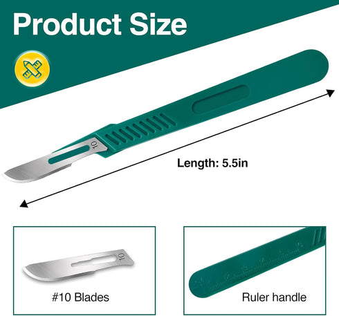 20 PCS Scalpel Blades with #10 Scalpels Surgical Blades,Disposable Blades with Protective Cover,Laboratory Blade-Lab Knives- Carving Blades with Handle-Art Blades Practicing Cutting-Crafts & More