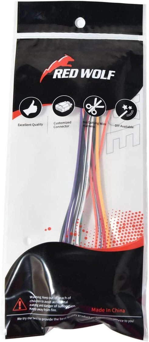 2002-2006 4 RED WOLF Radio Wire Harness Fit for Select Dodge Ram Chrysler Jeep Power Speakers, Radio Wiring Harness