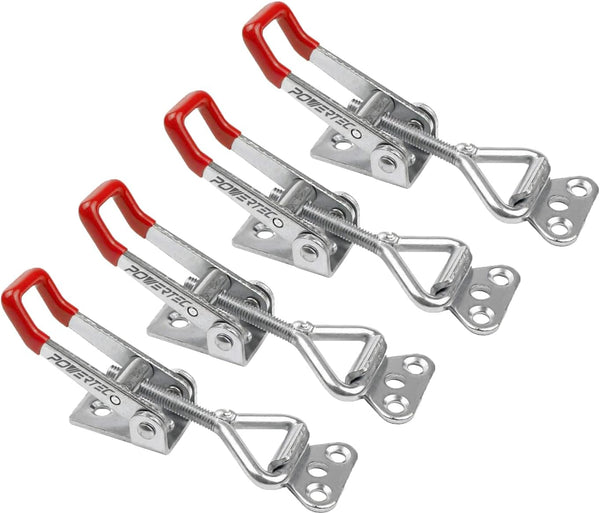POWERTEC 4PK Toggle Clamp, 220 lbs Holding Capacity Adjustable Pull Action Latch for Woodworking Jigs