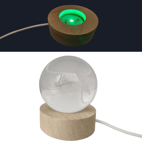 2.36 Inch 3D Sea Turtle Crystal Ball Night Light, Engraved Sea Turtle Crystal Ball lamp with Wooden Base, Turtle Decor