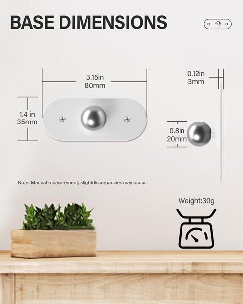 4PC 360 Universal Wall Light Base, Magnetic Swivel Mount with Adhesive Tape & Hardware Kit, Easy No-Tool Replacement