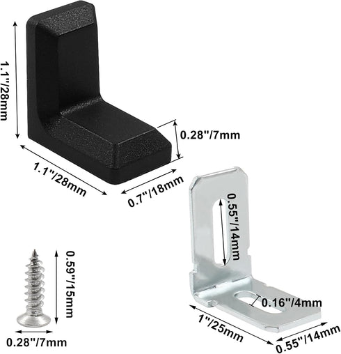 Zorveiio 20 1" 90 Pcs Plastic Right Angle Bracket L Brackets, Metal Degree Corner Brace Corner Support for Wood Shelf