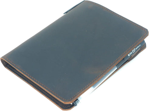 Leather Cover for Rite in the Rain & Rocketbook Mini Notebooks, Top Bound Spiral Notebook Holder, Darkbrown