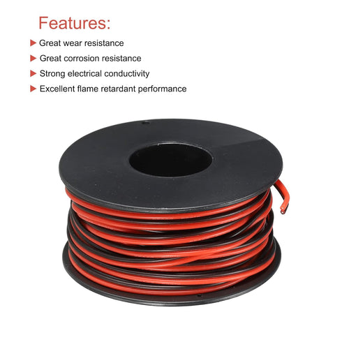 MECCANIXITY 26 Gauge 2 Conductor Parallel Silicone Wire, 26AWG Stranded Tinned Copper Wire Spool 10m