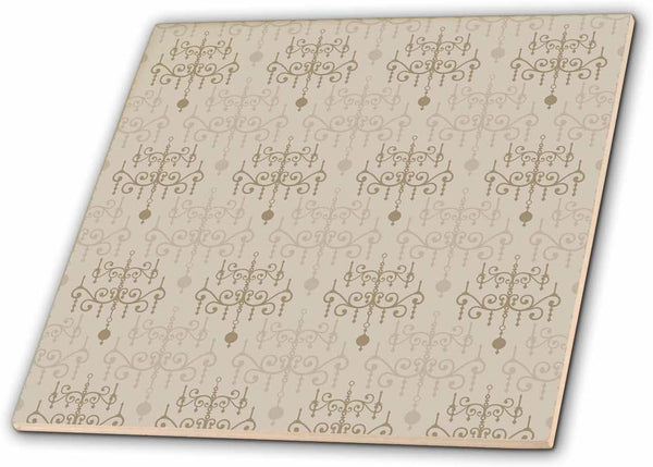 3dRose Chic Cream Chandeliers 8 Inch Ceramic Tile