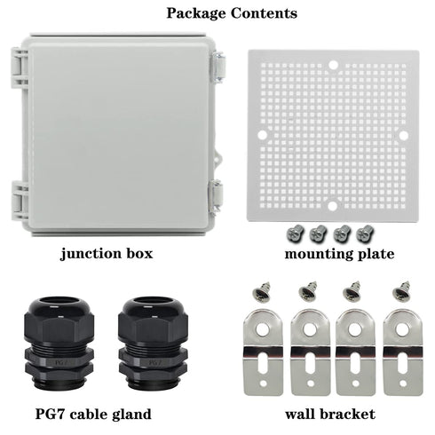 Zulkit IP67 Waterproof Junction Box, Hinged Cover, Stainless Steel Latch, Plastic Enclosure for Project, Grey