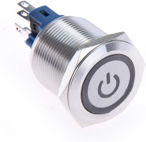 WerFamily 22mm Momentary Push Button Switch 1NO 1NC SPDT ON/OFF Waterproof Stainless Steel with Green LED