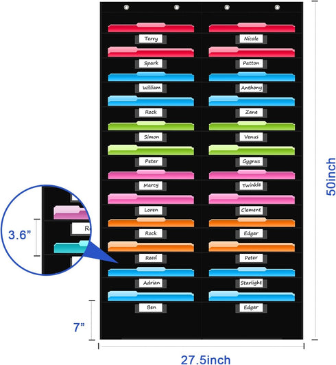 REGELETO 24 Pocket File Storage Pocket Chart, Hanging Wall Organizer for Classroom and Office, Organize Assignments and