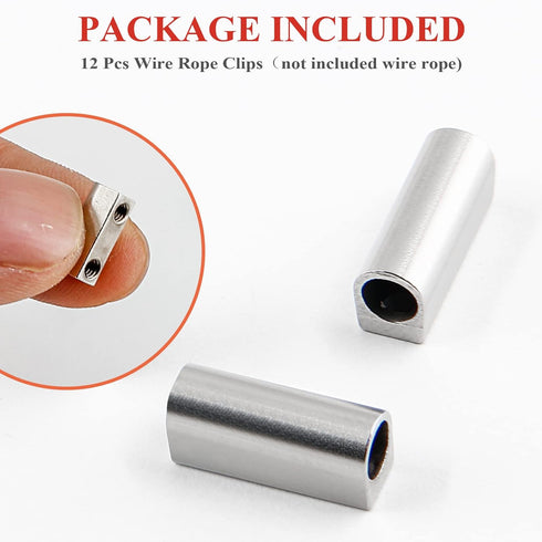 12 Pcs Adjustable Stainless Steel Wire Rope Cable Clamp, New Upgrade Double Hole Fastener