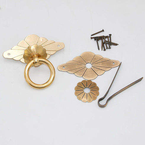 esmen Locks(Bronze,6cm,Screw-Type) Chinese Antique Style Pure Copper Handles Brass Antique Bronze Round Ring Drawer