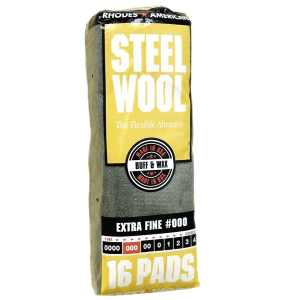 Homax 106601-06 Rhodes American Steel Wool Pad, Extra-Fine #000, 16-pack