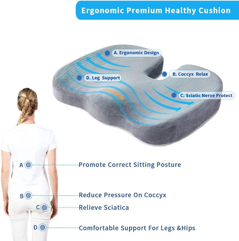 Tailbone SAIREIDER Seat Cushions for Office Chairs, Memory Foam Coccyx Cushion Pads for Pain, Sciatica Relief Pillow