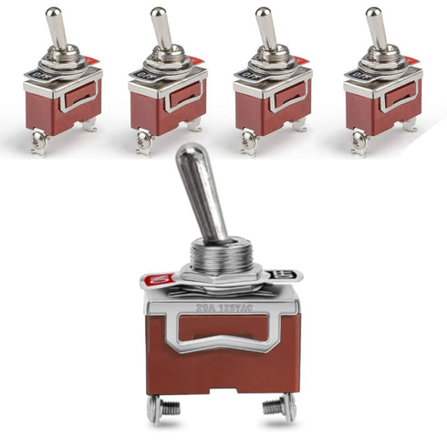 MGI SpeedWare Latching Metal Toggle Switches, 20 Amp at 12vDC 125vAC, 5-Pack SPST ON/OFF