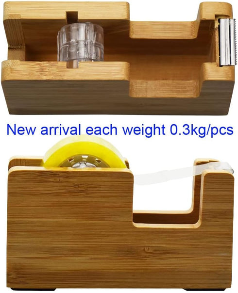 Enyuwlcm Natural Bamboo Desk Tape Dispenser, Open End Design, Made of 100% Bamboo, 1 Pack