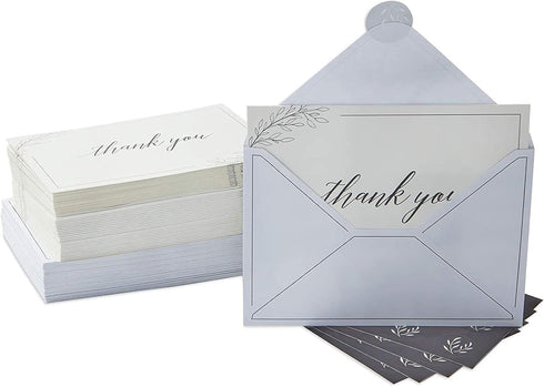 Pipilo Press 4 6 48-Pack, Set Sympathy Thank You Cards with Envelopes & Sticker Seals for Funeral - x in, Black & White