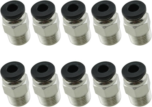 10PCS Pneumatic Fitting Push in Connector Black PC4-M10 Quick Release Fitting for 3D Printer Through Hole