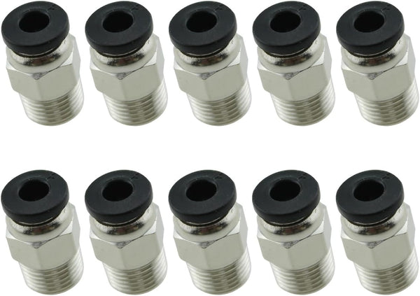 10PCS Pneumatic Fitting Push in Connector Black PC4-M10 Quick Release Fitting for 3D Printer Through Hole