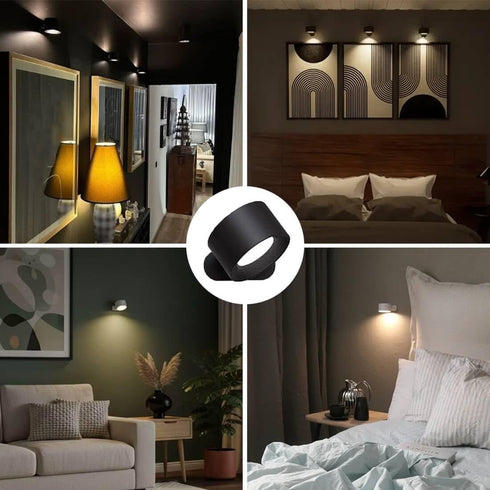 Generic 360 Lights in Sweden Style Remote Wall Lamp with Magnetic Rotation, Peel and Stick Wall Sconce with Remote