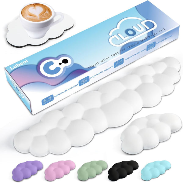 Cloud Wrist Rest for Keyboard, Ergonomic Memory Foam Arm Rest with Non-Slip Base for Typing Pain Relief