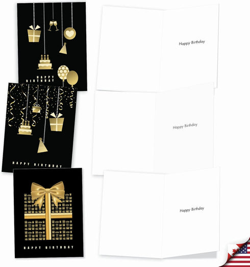 The Best Card Company 10 Birthday Note Cards Boxed for Men and Women (4 x 5.12 Inch) - Celebration Candles and Cake,