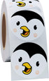 Hybsk Cute Penguin Happy Face Stickers, 1.5" Round, Total 500 Labels Per Roll, Animal Stickers