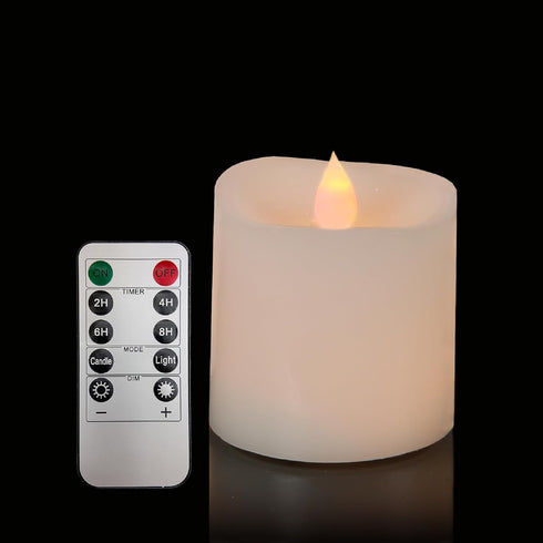 3x3 Flickering Flameless Candles, Set of 1, 3 Inch Real Wax LED 600 Hours Battery Candles with Timer Remote for