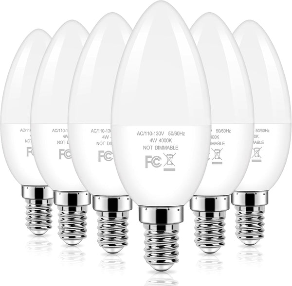 Brightever LED Candelabra Light Bulbs 40W Equivalent, 4W Candle Light Bulbs with
