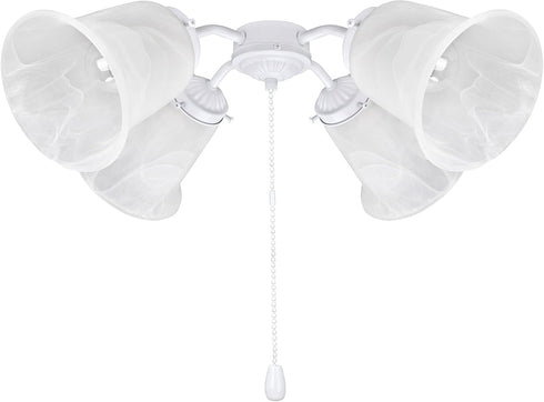 22003-21, Aspen Creative Four-Light Ceiling Fan Fitter Light Kit with Pull Chain, Painted White