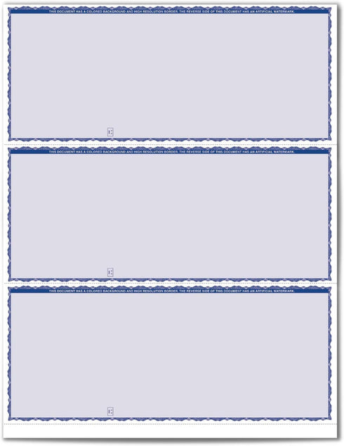 VersaCheck Secure Form #3000-750 Blank Business Sheets, Blue Premium, 250 Sheets, 3 Per Sheet
