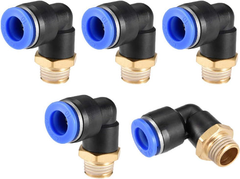 uxcell Push to Connect Tube Fitting, Male Elbow 10mm Tube OD x G1/4 Thread Pneumatic Air Push Fit Lock Fitting