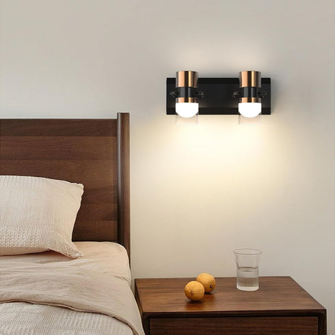 2 LED Bathroom Vanity Light Fixtures, Light Black and Gold Wall Sconces Lighting, Modern Bathroom Light Fixtures, Led