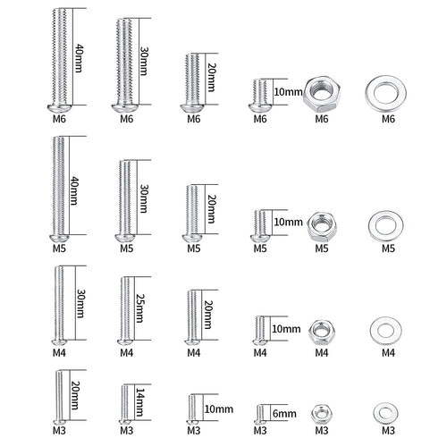wugongshan 1080 M3/M4/M5/M6 Sets Pcs Screws Bolts and Nuts Assortment Kit, Metric Machine Screws and Nuts and Flat