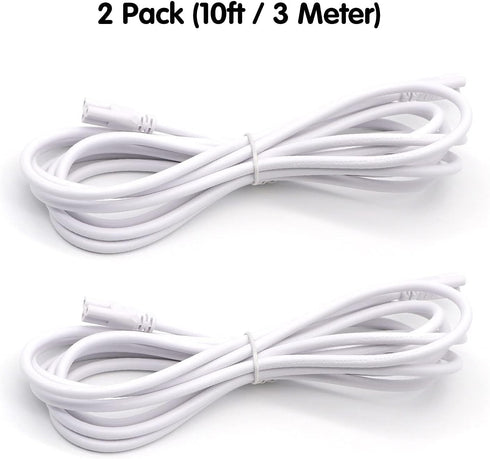 T5 T8 Extension Cords, 9ft Connector Cord, 3-Prong Extended Power Cable for Integrated LED Tube Light, Single LED Shop Garage Light Fixture, Under Cabinet Lights (Pack of 2)