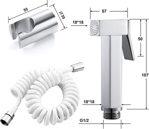 VNFOCRQJH Set Handheld Bidet Sprayer for Toilet, Chrome Portable Cloth Diaper Sprayer Brass Bathroom Bidet Sprayer Kit