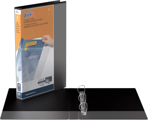 QuickFit Portrait 3 Ring Legal Binder, Angle D-Ring with Clear-View Cover, Pack of 4, Black