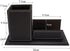 KINGFOM PU Leather Desk Organizer and Accessories, Black Pencil Holder with Business Cards Stand, School Office