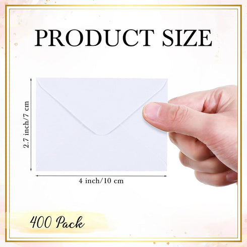 Outus 400 Pcs Mini Metallic Gift Card Envelopes, Small Business Cards Invitation Card Sleeves, 4 x 2.7 Inches (White)