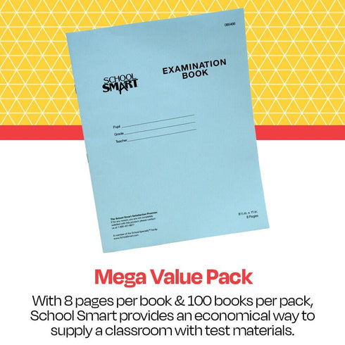 School Smart Examination Blue Book with 8 Pages, 8-1/2 x 11 Inches, Pack of 100