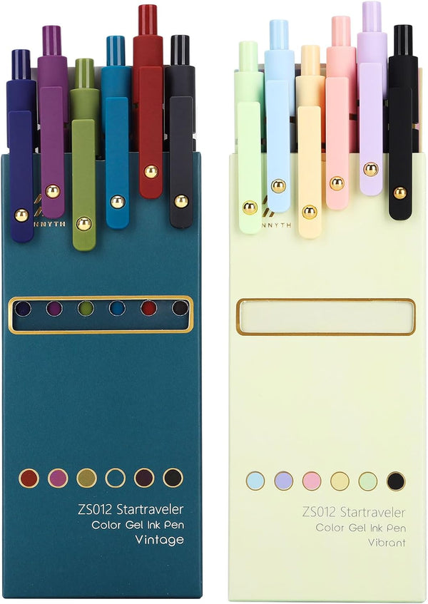 Ddaowanx 12Pcs Colorful Gel Pens, 0.5mm Fine Point Retractable Pens for Journaling, Sketching, Teacher School Supplies