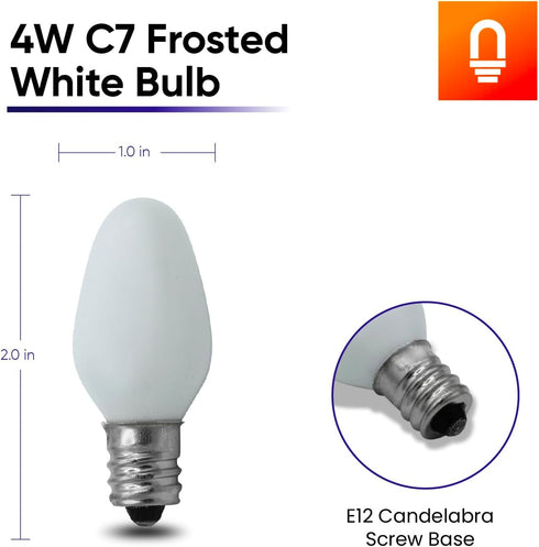 4W C7 Bulb 120V Bulb Bulbs E12 2 Pack lumenivo Replacement Frosted White Incandescent Light for Holiday Decor, Small