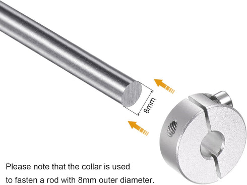 HARFINGTON 2pcs Double Split Shaft Collar for 8mm Shaft, Set Screw Clamp-On Collars for Machine Tools and Industry