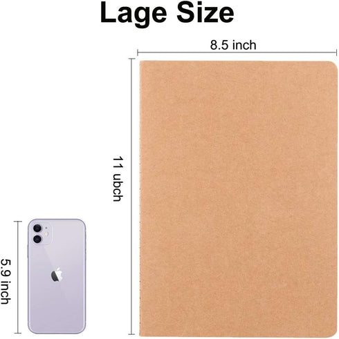 Large Blank Notebook Journals Bulk - Thick Plain Paper, 60 Pages, 8.5x11 inch, 12 Pack for Students, Office