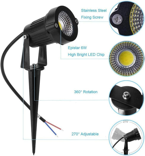 Youngine Pack 2, 12V 5W of Low Voltage LED Landscape Lights Waterproof Outdoor Walls Trees Flags Spotlights COB Garden