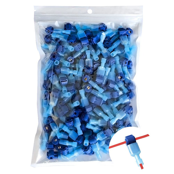 Vrupin 280 PCS T Tap Wire Connectors, Blue 18-14AWG Waterproof T Taps for Automotive Wiring, Self Stripping Quick