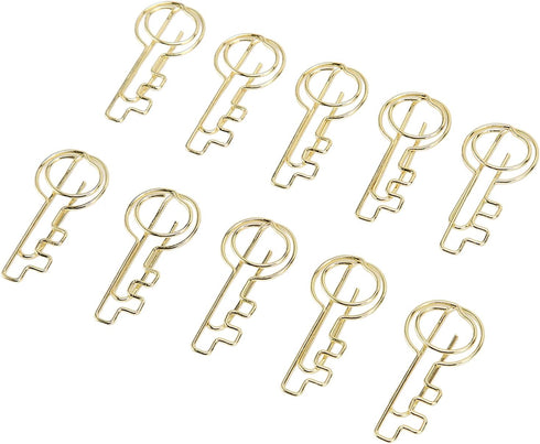 Key Shaped Paper Clips, 100Pcs Metal Bookmark Clips, Gold Wire for Home School Office Document Organizing