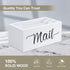 Desk Mail Organizer, Wood Countertop Storage Box with 3 Slots, Envelop Holder for Home Office (White-3 Slot)
