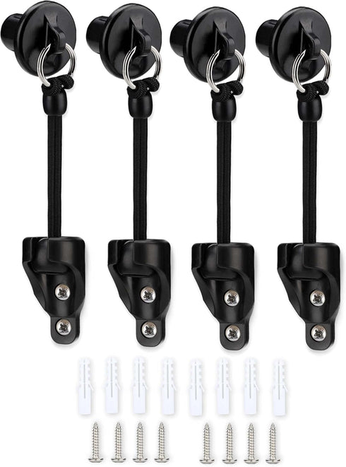Bungee Kit and End Cap, Shade Tie Downs (2 Set, Black) Compatible with Coolaroo Outdoor Roller Sun Shade Replacement